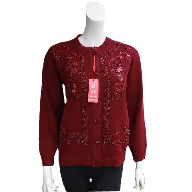 Women's Blue Embroidered Knit Jacket Spring Fall - Image 7