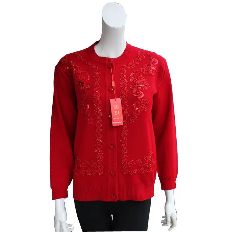 Women's Blue Embroidered Knit Jacket Spring Fall - Image 8