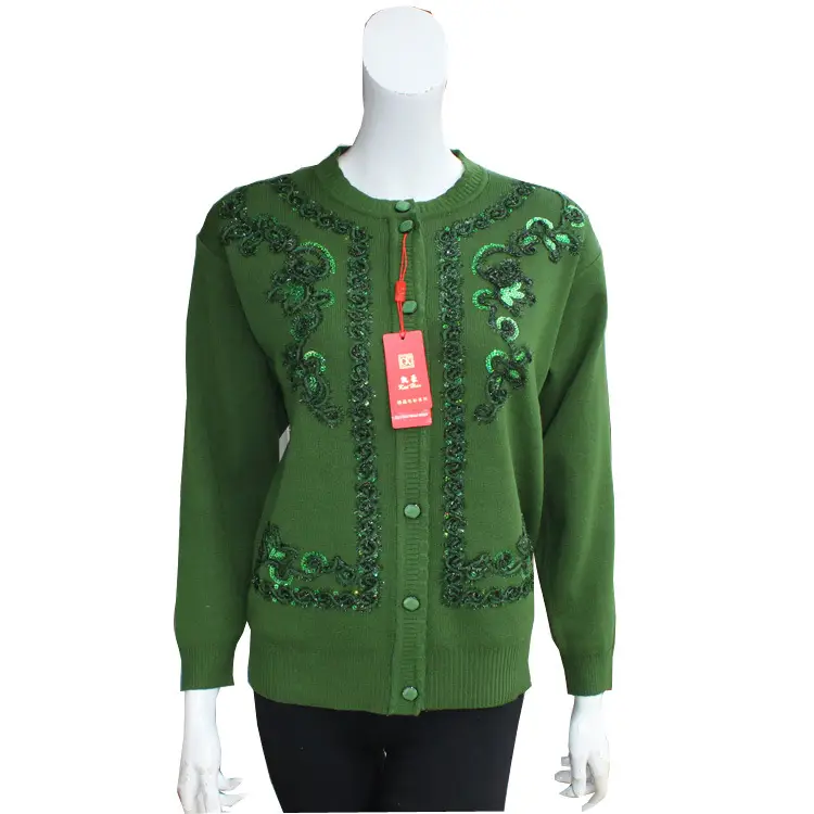 Women's Blue Embroidered Knit Jacket Spring Fall - Image 4
