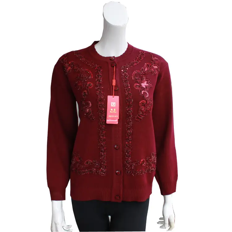 Women's Blue Embroidered Knit Jacket Spring Fall - Image 6