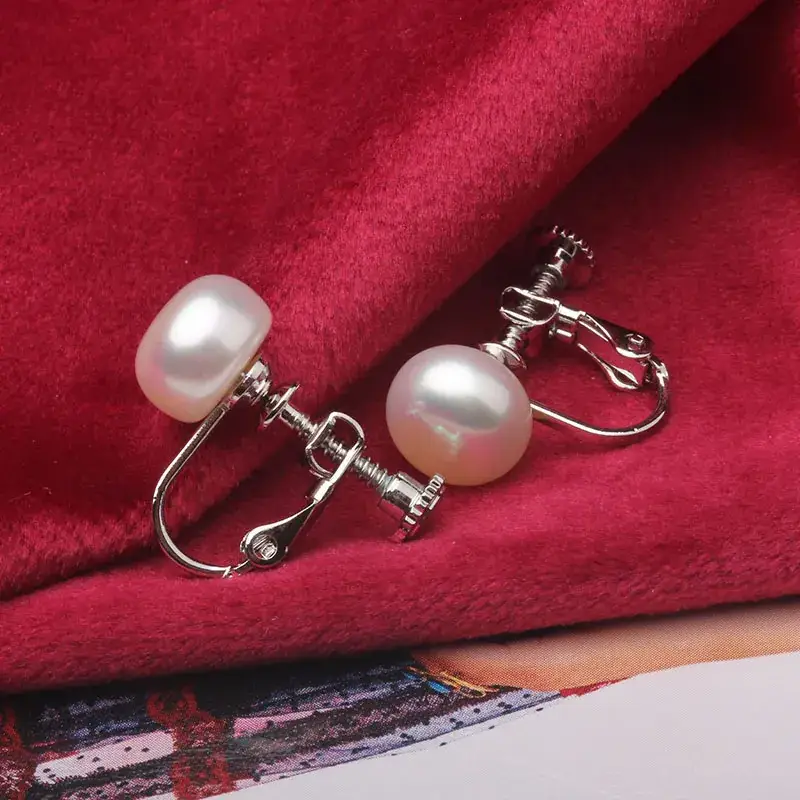 Genuine Pearl Earrings for Women with No Earhole