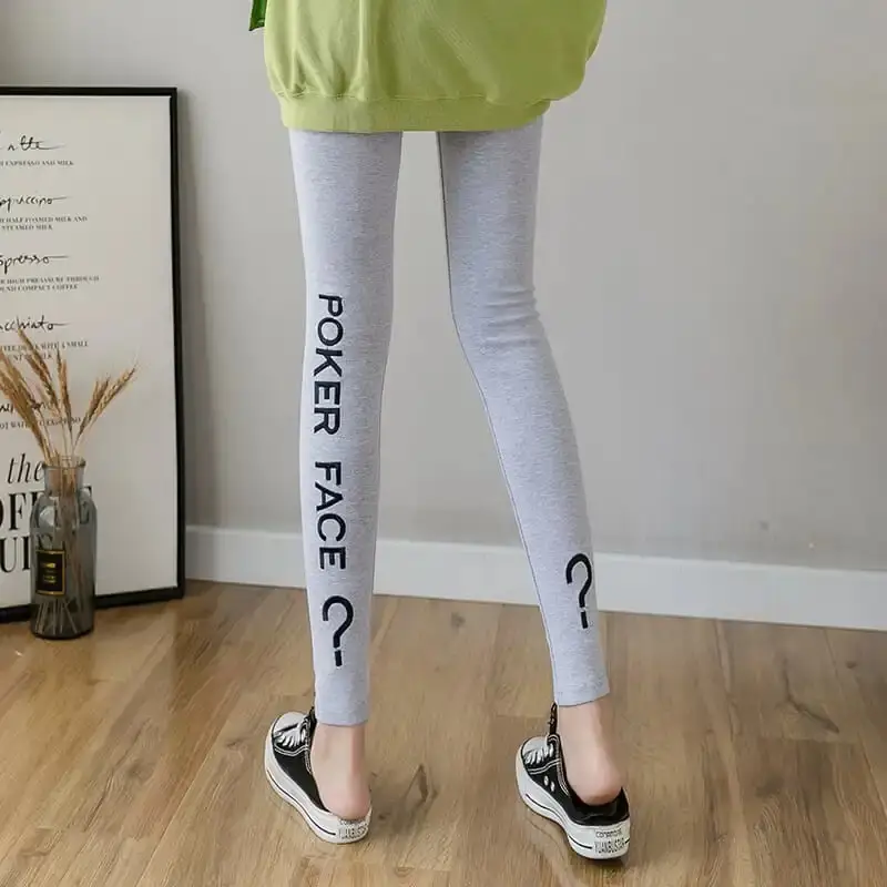 2025 Cross-Border New Autum Question Mark Leggings Women Slimming Cotton