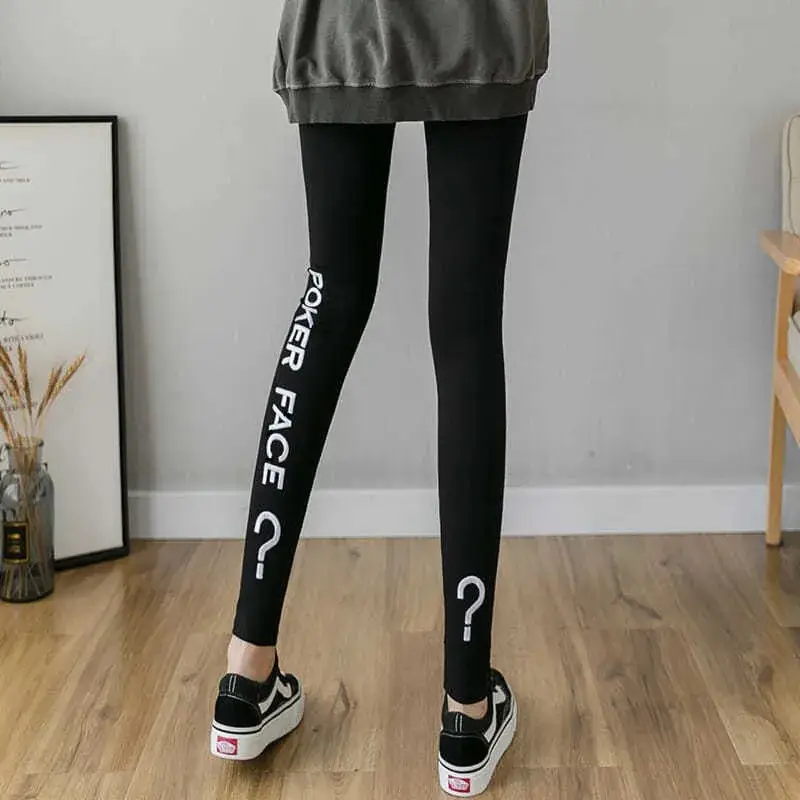 2025 Cross-Border New Autum Question Mark Leggings Women Slimming Cotton