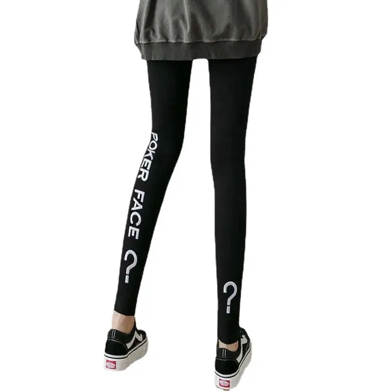2025 Cross-Border New Autum Question Mark Leggings Women Slimming Cotton