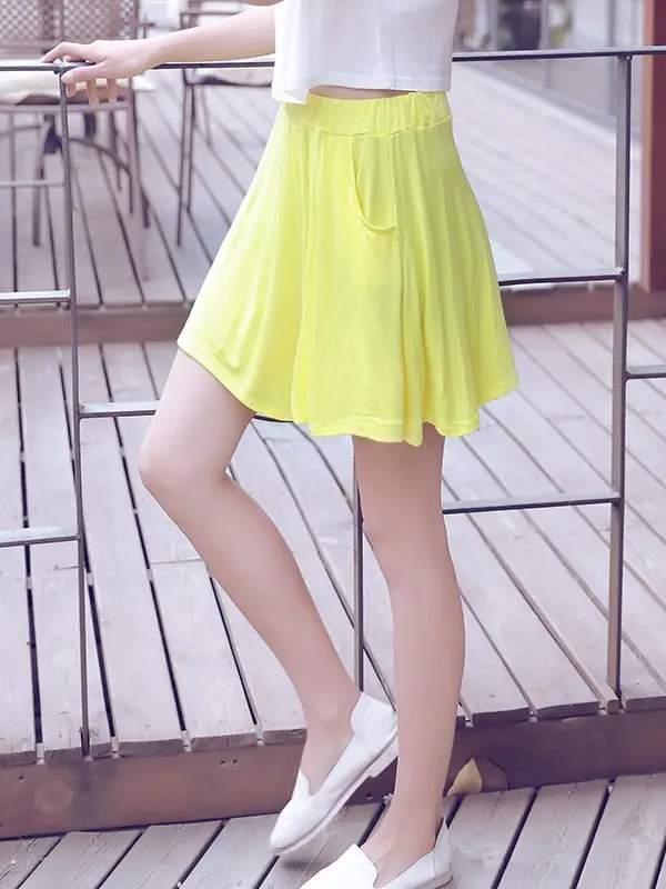 Women Yellow Modal Shorts Summer Casual Plus Size - Image 18