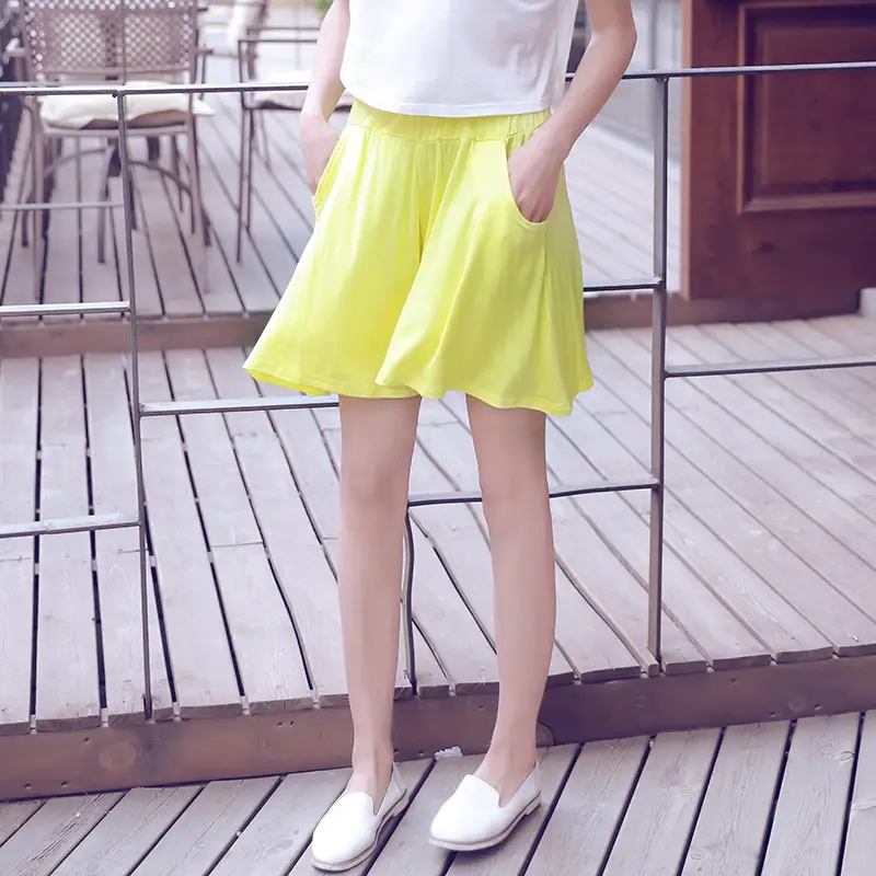 Women Yellow Modal Shorts Summer Casual Plus Size — feature 16