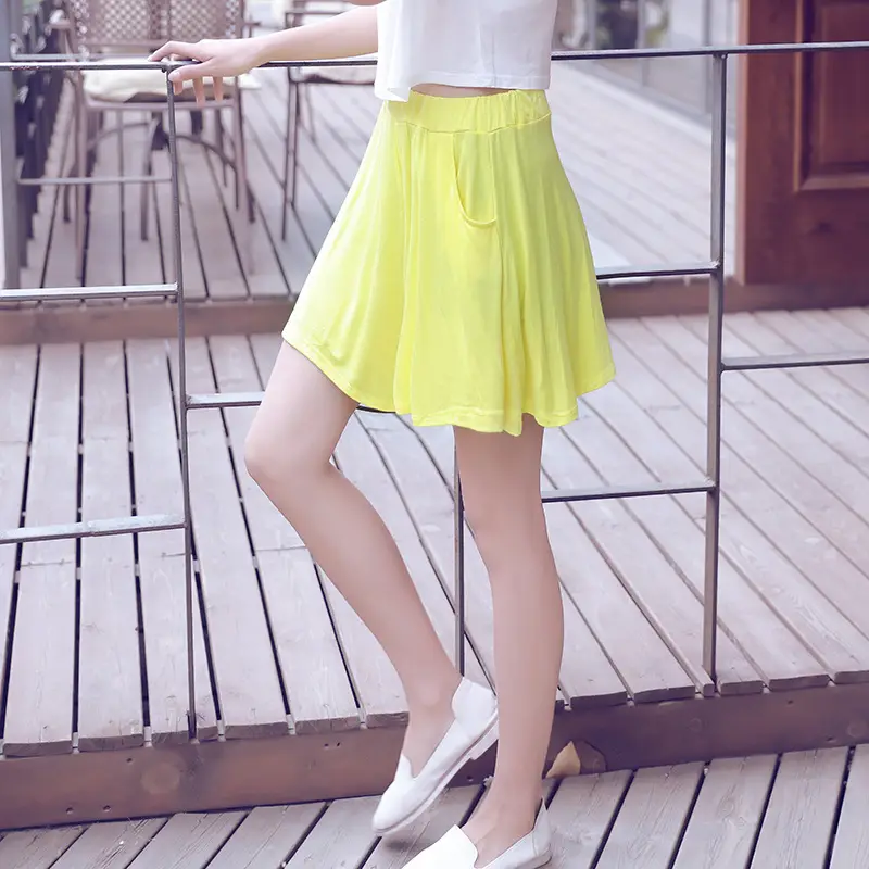 Women Yellow Modal Shorts Summer Casual Plus Size — feature 17