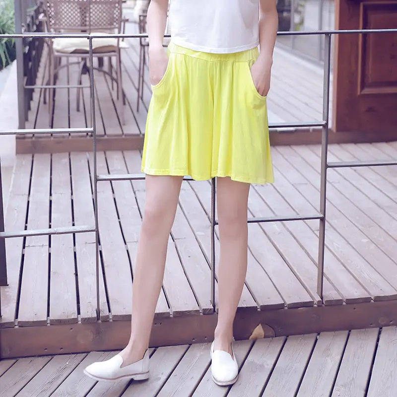 Women Yellow Modal Shorts Summer Casual Plus Size - Image 13