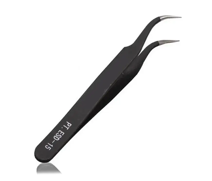 Black Anti-Static Stainless Steel Nail Tweezers