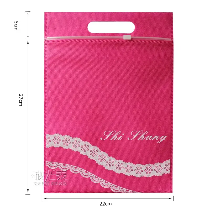 Pink Non-Woven Student Packing Bag with Lace Trim - Image 2