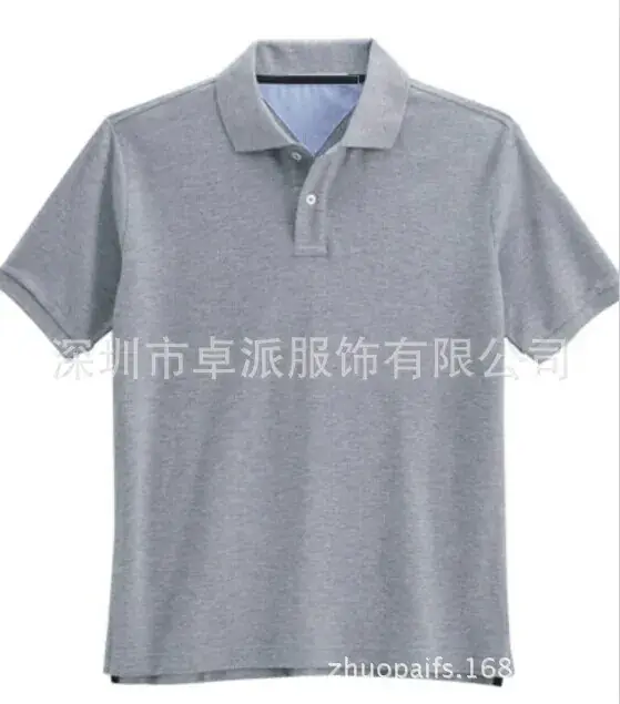 Men Cotton Polo T-Shirt Dark Blue Short Sleeve - Image 5