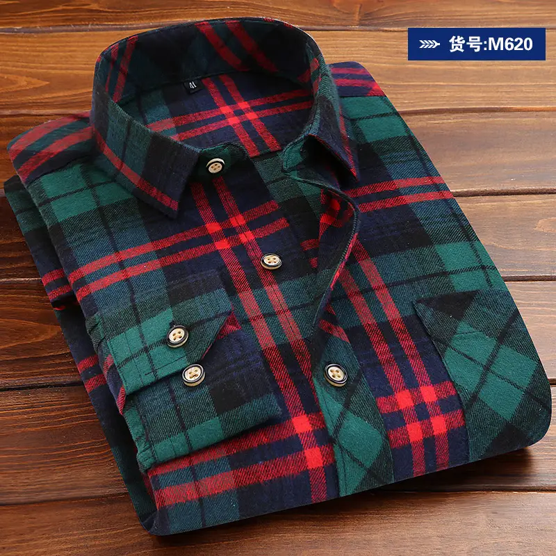 Men's Blue Plaid Button Shirt Plus Size - Image 3