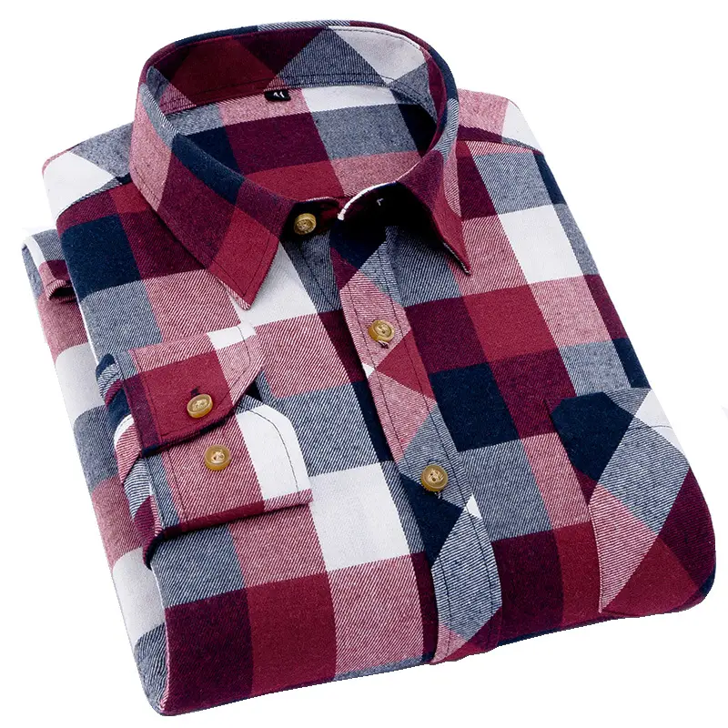 Men's Blue Plaid Button Shirt Plus Size - Image 24