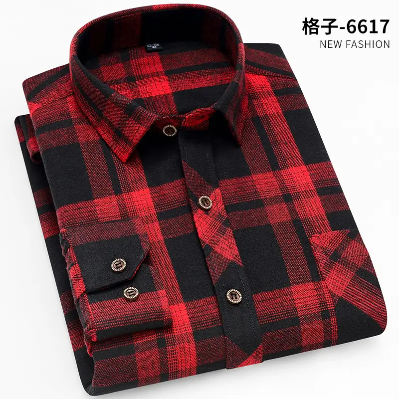 Men's Blue Plaid Button Shirt Plus Size - Image 15
