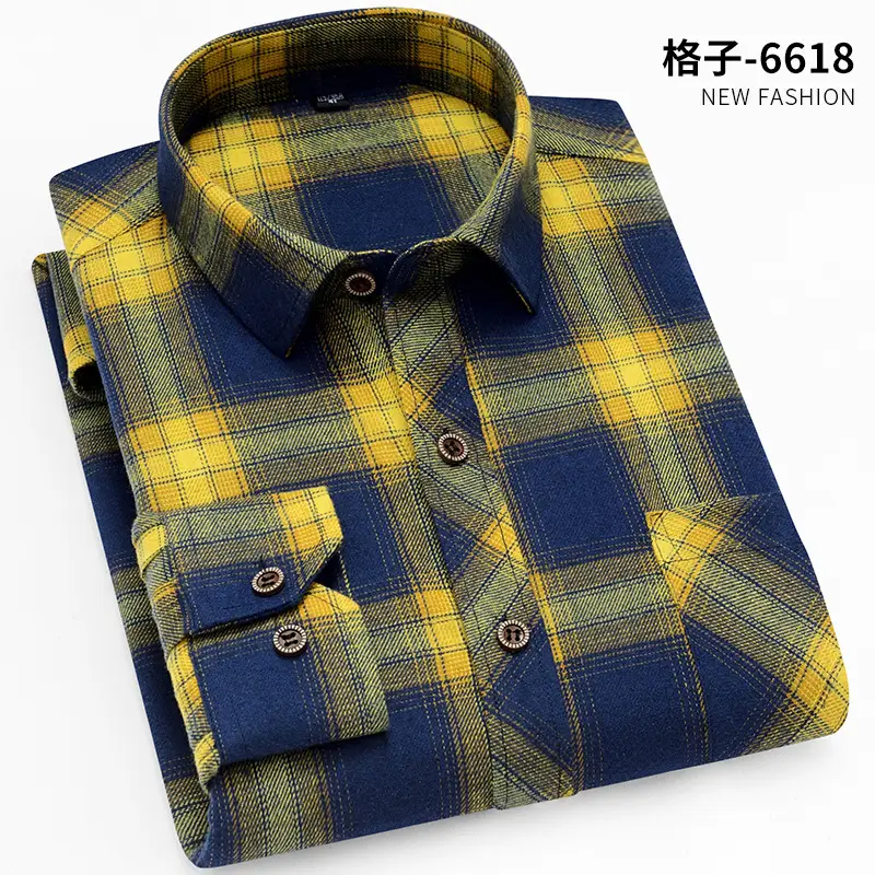 Men's Blue Plaid Button Shirt Plus Size - Image 16