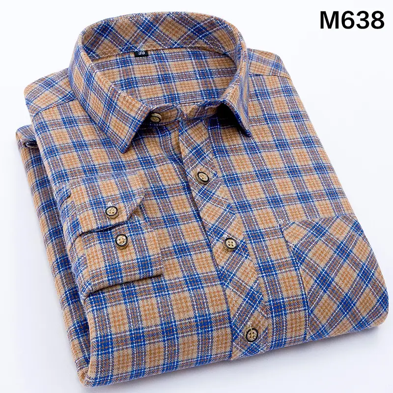 Men's Blue Plaid Button Shirt Plus Size - Image 19