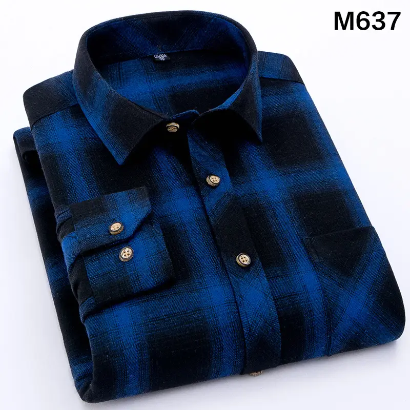 Men's Blue Plaid Button Shirt Plus Size - Image 8