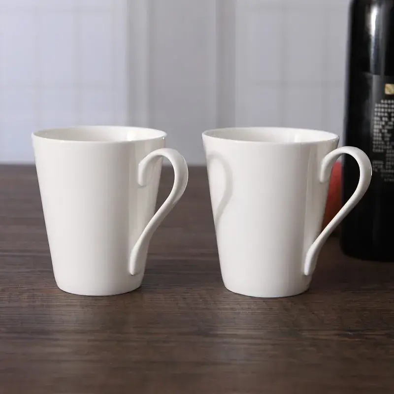 Pure White Large V Cup Mug for Coffee & Milk