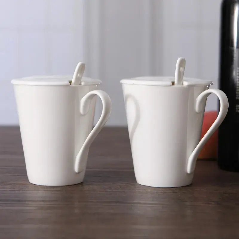 Pure White Large V Cup Mug for Coffee & Milk