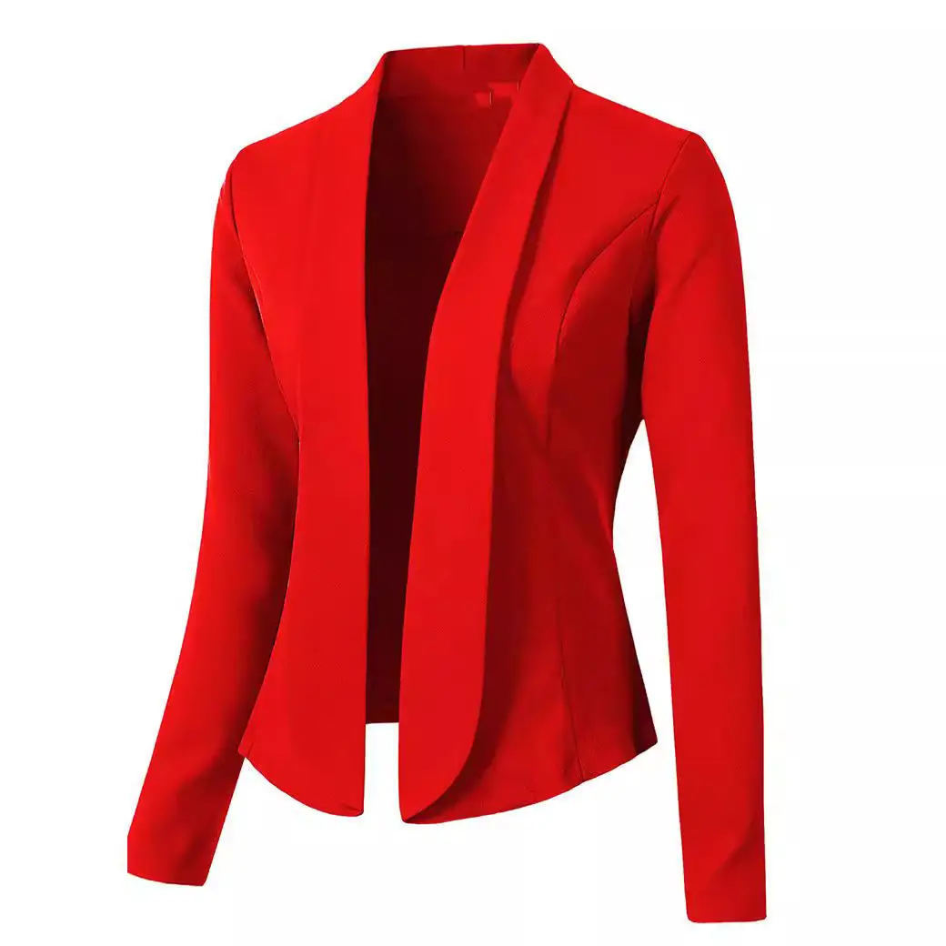 Black Long-Sleeve Lapel Blazer for Women - Image 6