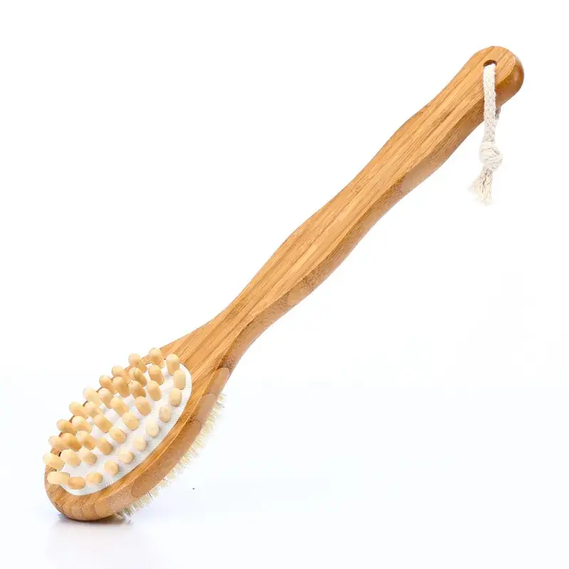 Bamboo Double-Sided Massage Bath Brush with Long Handle - Image 5