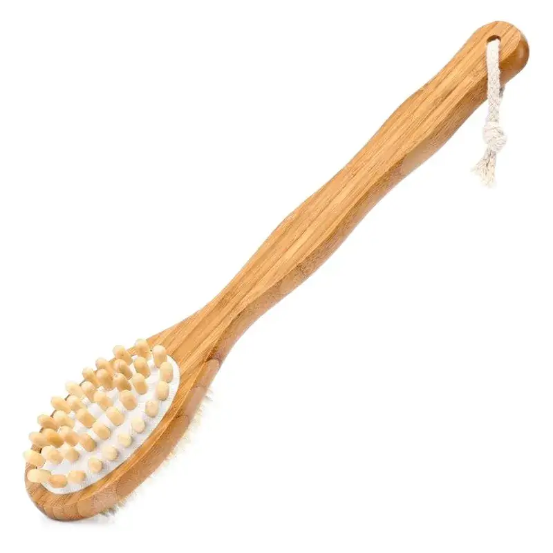Bamboo Double-Sided Massage Bath Brush with Long Handle
