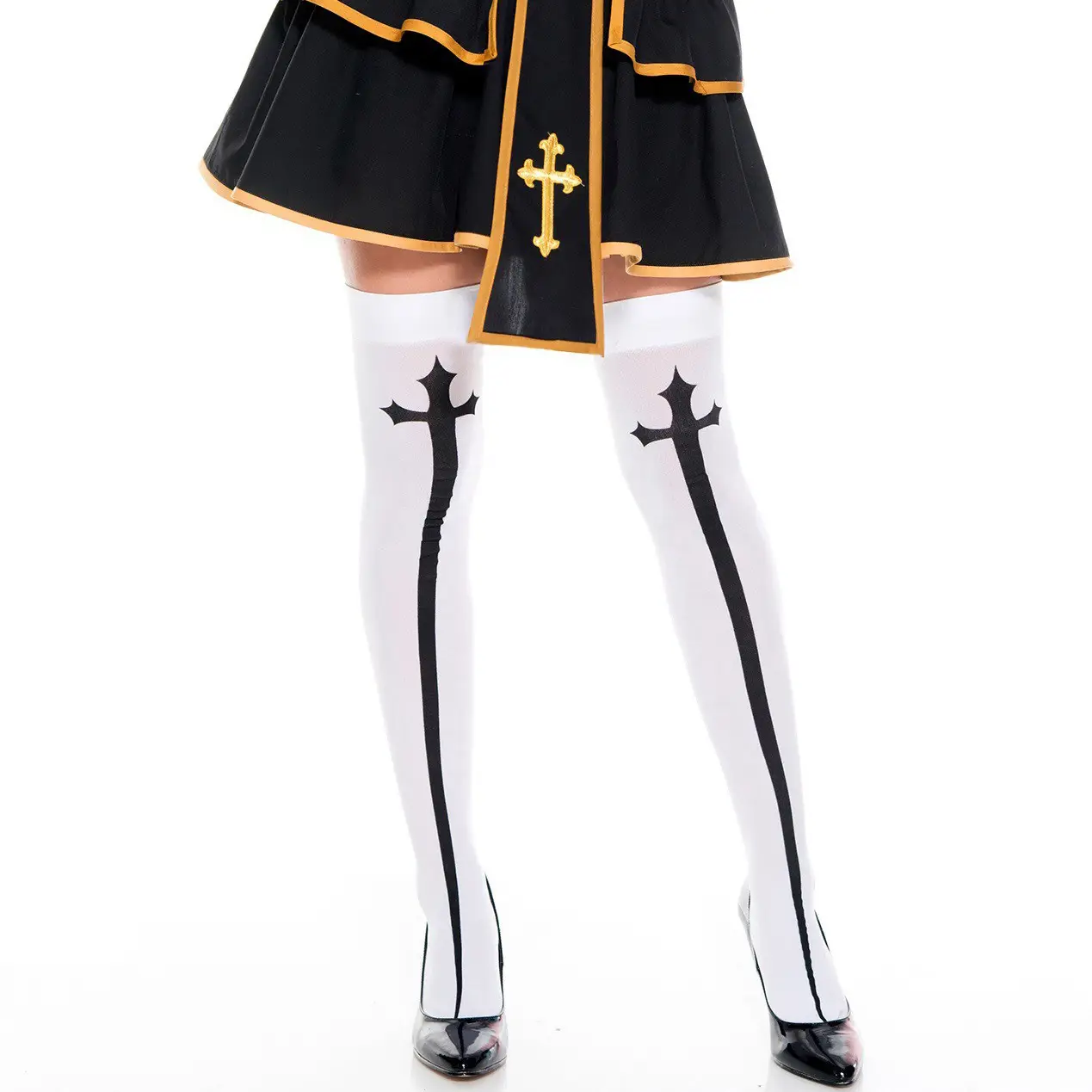 S-Xxl Black Crossed Nun Costume Halloween Masquerade