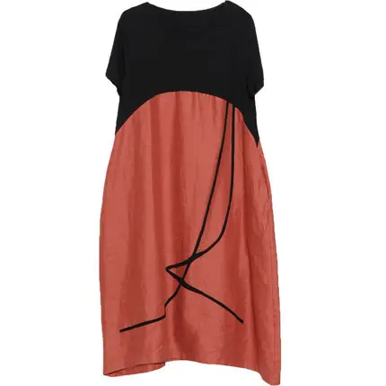 Summer Loose Cotton Linen Round Neck Dress Plus Size - Image 7