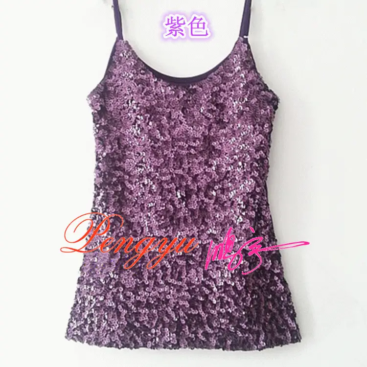 Red Sequined Slim Fit Camisole Vest for Women — feature 10