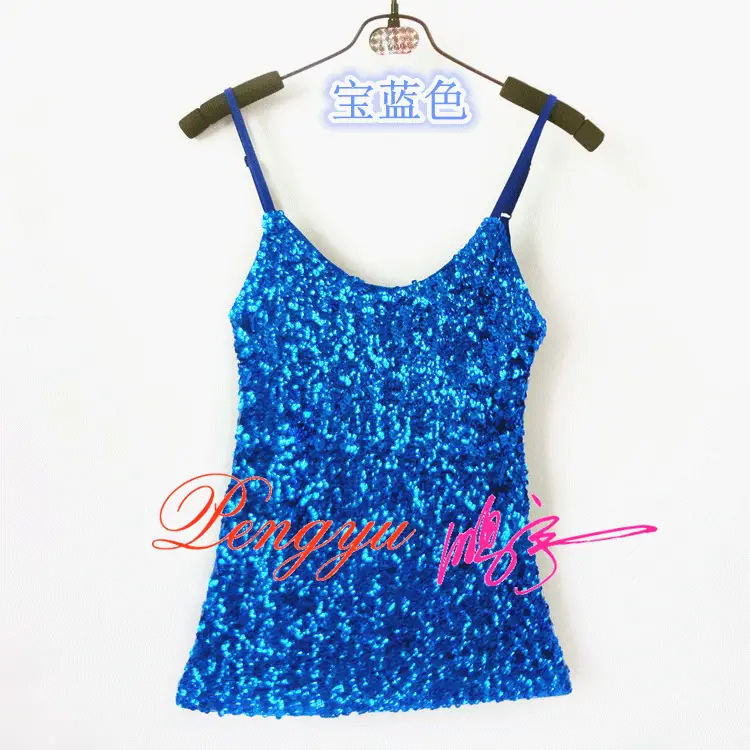 Red Sequined Slim Fit Camisole Vest for Women — feature 11