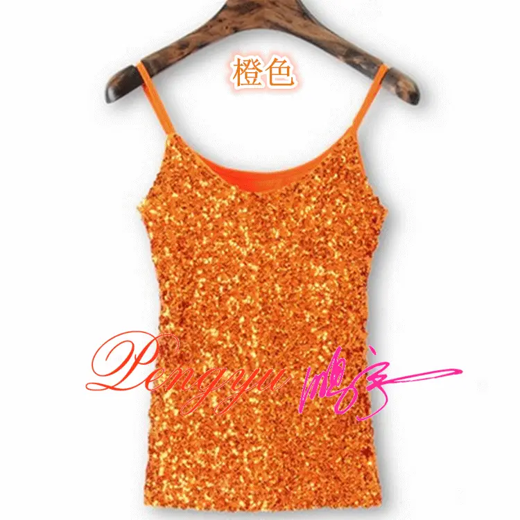 Red Sequined Slim Fit Camisole Vest for Women — feature 13