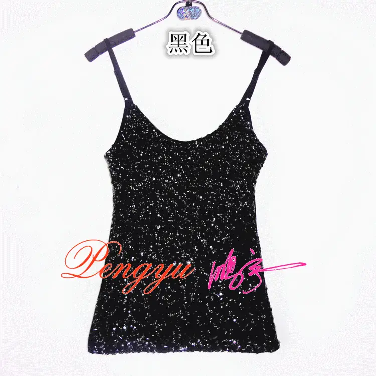 Red Sequined Slim Fit Camisole Vest for Women — feature 14