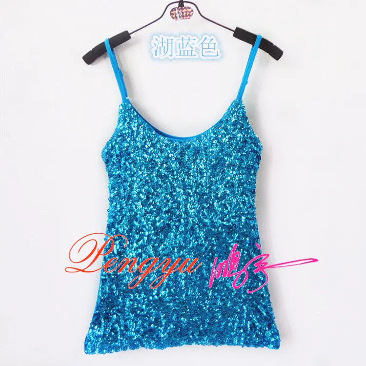 Red Sequined Slim Fit Camisole Vest for Women — feature 16