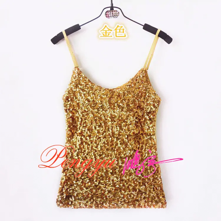 Red Sequined Slim Fit Camisole Vest for Women — feature 17