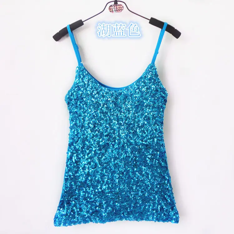 Red Sequined Slim Fit Camisole Vest for Women - Image 10