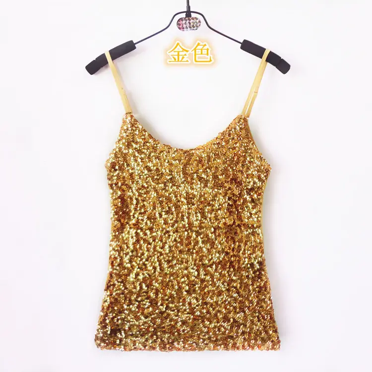 Red Sequined Slim Fit Camisole Vest for Women - Image 11