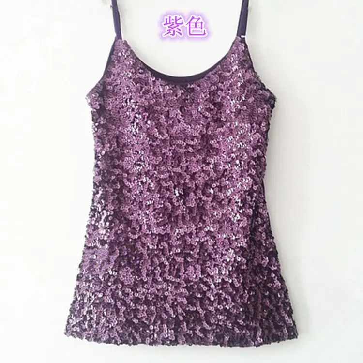 Red Sequined Slim Fit Camisole Vest for Women - Image 3