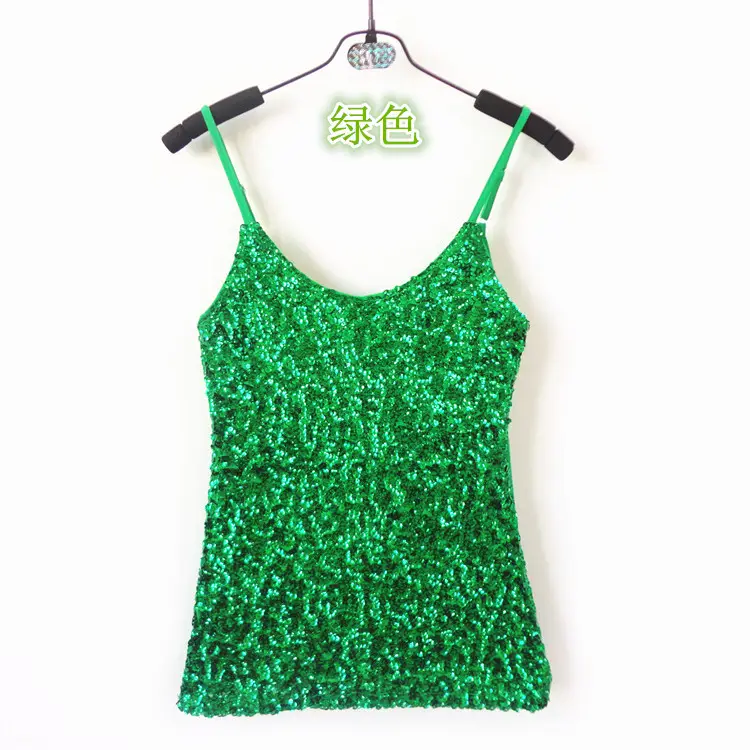 Red Sequined Slim Fit Camisole Vest for Women - Image 4
