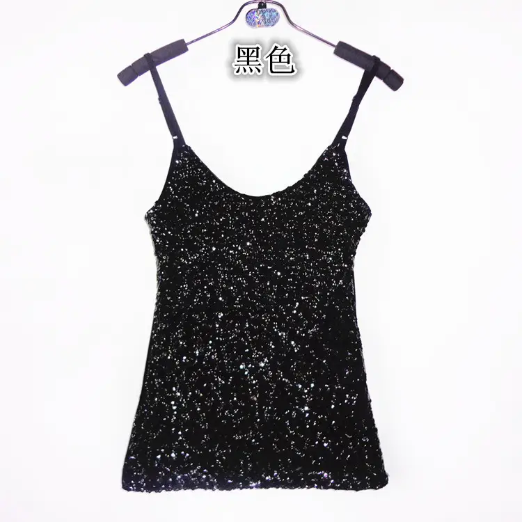 Red Sequined Slim Fit Camisole Vest for Women - Image 5