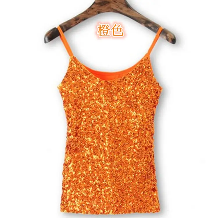 Red Sequined Slim Fit Camisole Vest for Women - Image 7