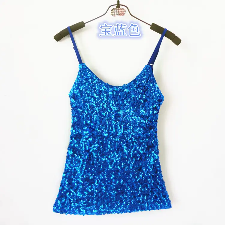 Red Sequined Slim Fit Camisole Vest for Women - Image 8
