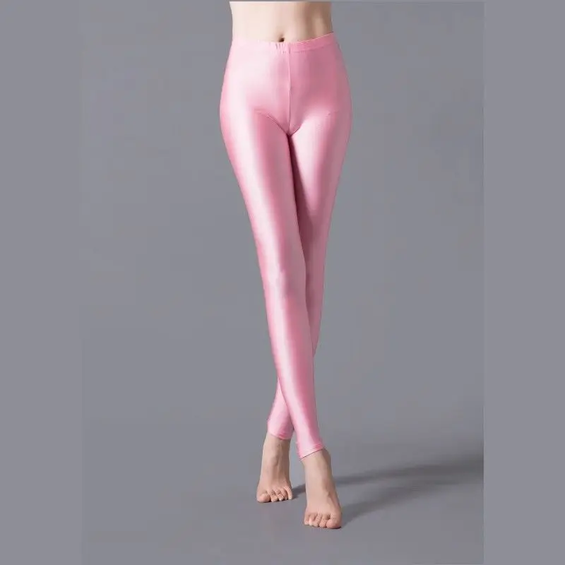 Purple High-Elasticity Glossy Leggings for Women - Image 11