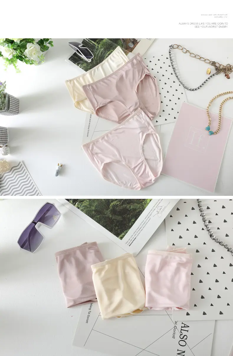 Wholesale Japanese Silk Women's Mid Waist Underwear — feature 14