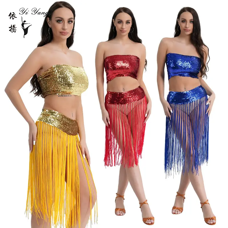 Red Lace Belly Dance Top with Bell Sleeves — feature 2