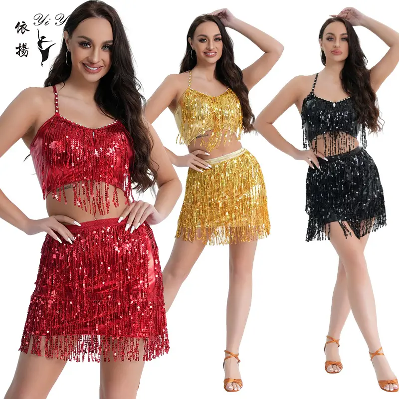 Red Lace Belly Dance Top with Bell Sleeves — feature 24