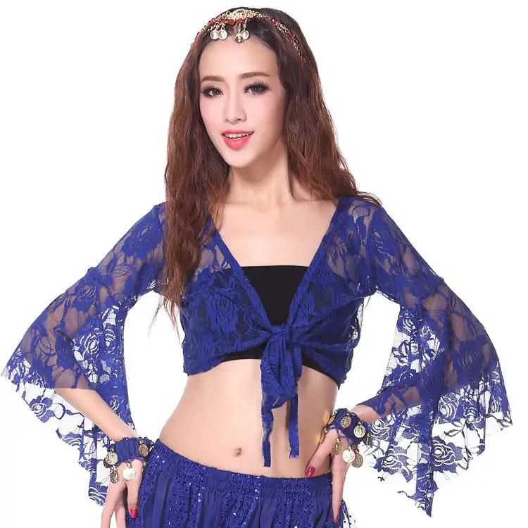 Red Lace Belly Dance Top with Bell Sleeves - Image 7