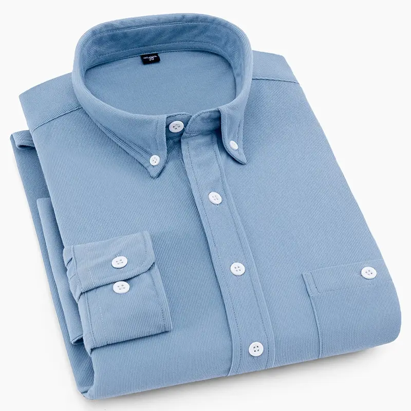 Plus Size Corduroy Men's Red Slim Fit Shirt