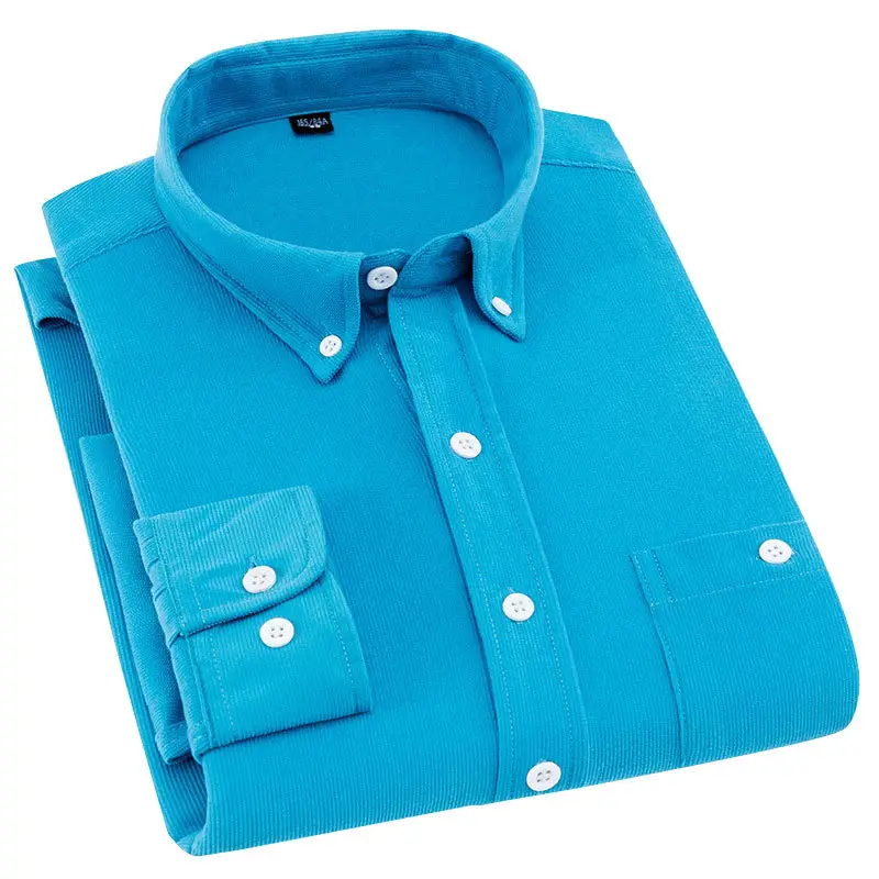 Plus Size Corduroy Men's Red Slim Fit Shirt
