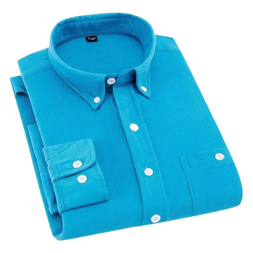 Plus Size Corduroy Men's Red Slim Fit Shirt