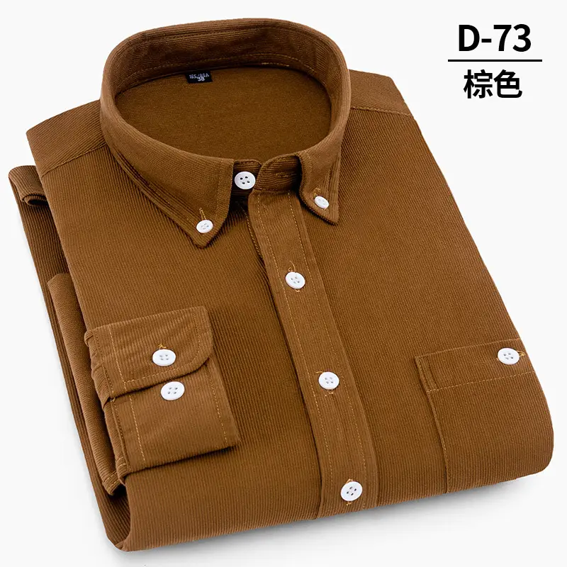 Plus Size Corduroy Men's Red Slim Fit Shirt